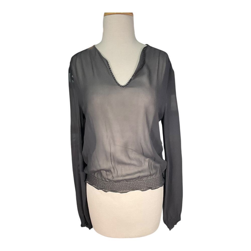 Just Cavalli by Roberto Cavalli Black Sheer Silk Blouse Size 42 Made in Italy